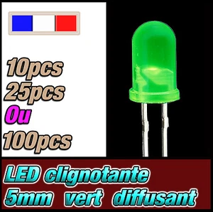 436D# LED 5mm Blinker grün Diffusor rund - Dispo 10, 25 oder 100 Stück - - Bild 1 von 1
