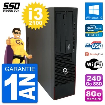 PC Fujitsu Esprimo E910 Dt Intel Core i3-2100 RAM 8Go SSD 240Go Windows 10 Wifi - Imagen 1 de 4