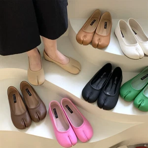Scarpe da donna punta piatta spaccata 2025 scarpe décolleté coreane scarpe in pelle slip on francesi - Foto 1 di 30