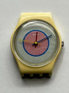 Orologio SWATCH Lady RASPBERRY (LW107)-1984! Vintage-Piccolo-Rosa/Grigio/Bianco - Picture 1 of 4