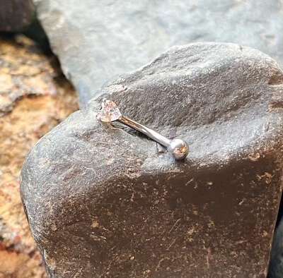 Juego de 1 puntas 3 mm circonita cúbica gema corazón 16 g barra curva calibre 16 anillo para cejas Foto 1 de 4