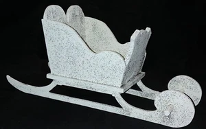 LARGE HANDMADE WOODEN WHITE SANTA’S CHRISTMAS SLEIGH CONTAINER - Picture 1 of 8