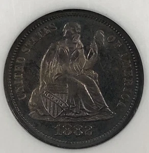 1882 Seated Liberty Dime. NGC PR65. Gem Proof. - Picture 1 of 5