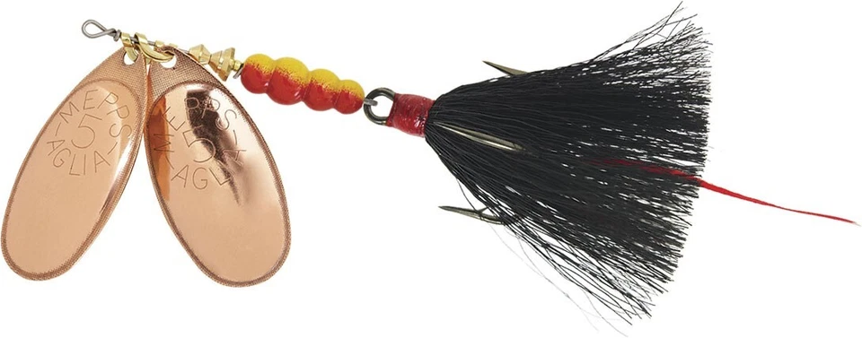 Hojas de cobre y cobre Mepps doble hoja Aglia #5/cola negra Foto 1 de 1