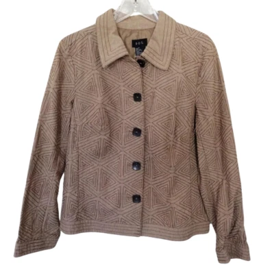 Chaqueta De Colección Y2K Informal Botones Abotonada Marrón Tostado Talla 16 Por R-Q-T Foto 1 de 4