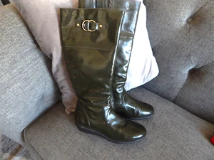 COLE HAAN NIKEAIR WOMENS PATENT LEATHER WATERPROOF KNEE HIGH BOOTS, SIZE 7B - Picture 1 of 7