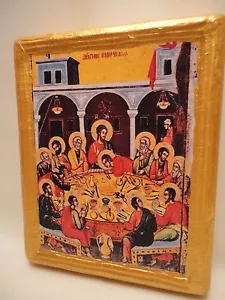The Last Supper Jesus Apostles Rare Byzantine Greek Orthodox Icon on Wood - Picture 1 of 8