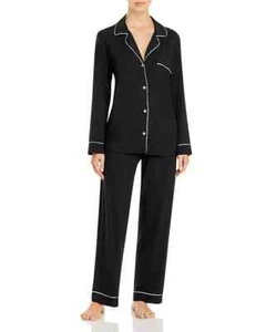 Eberjey Gisele Pajama Sets Women's Small Black Button Front Long Sleeve ERK1334 - Picture 1 of 12