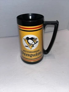 Pittsburgh Penguins Vintage Black Plastic Mug Cup EUC - Picture 1 of 6
