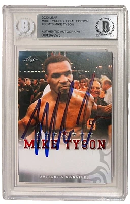Cartão comercial Mike Tyson assinado Leaf #SEMT3 Beckett BAS autêntico - Imagem 1 de 3