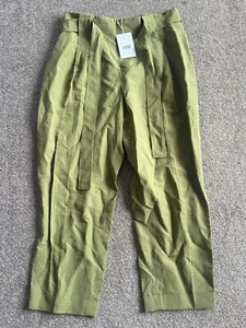 Lafayette 148 New York Olive Green Linen Pants Size 12 NWT - Picture 1 of 5