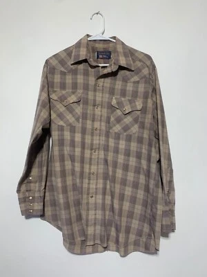 Camisa Panhandle Slim Hombres Sin Talla Marrón Multi Cuadros Manga Larga Perla Botón a Presión Foto 1 de 4