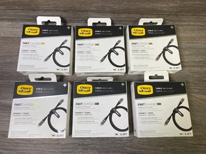 Bundle of 6! OtterBox (3.3-Ft) 1M Fast Charge USB-C to USB-C Tough Cable - Black - Picture 1 of 4