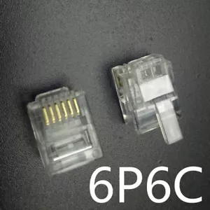 Lot 1-50 RJ11 Connecteur telephonique 6pins 6P6C generique 6/6 Male Transparent - Photo 1/2