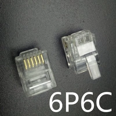 Lot 1-50 RJ11 Connecteur telephonique 6pins 6P6C generique 6/6 Male Transparent - Bild 1 von 2