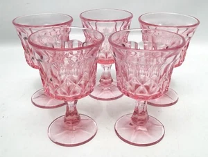 5 VTG Noritake Perspective Pink Wine Glasses Thumbprint 4 7/8” - Picture 1 of 3