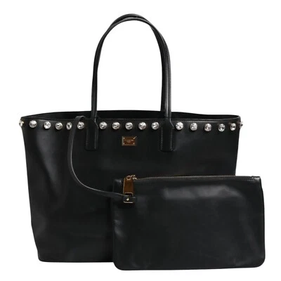 Bolso de Mano DOLCE & GABBANA Cuero Cristal Negro Compras Mujer Bolso Borse PVP 2680USD Foto 1 de 4