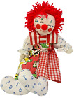 Handgefertigte bunte 20" GLÜCKLICHER Clown 🙂 handgenäht Stofftier Antik Vintage ZERLUMPTE PUPPE