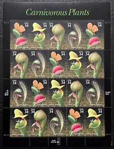 2001 Scott #3528-3531, 34¢, CARNIVOROUS PLANTS - Full Sheet of 20 Stamps Mint NH - Picture 1 of 1