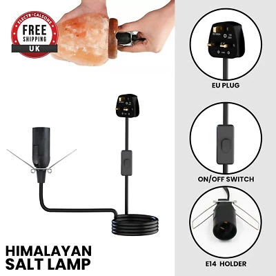 Himalayan Salt Lamp Cord with on/off Switch, E14 SES Black UK Plug Light - Image 1 of 4