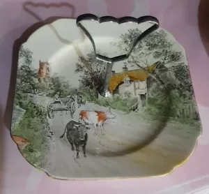 Vintage Shelley Rare Rural Village Scene Cake Plate - Picture 1 of 5