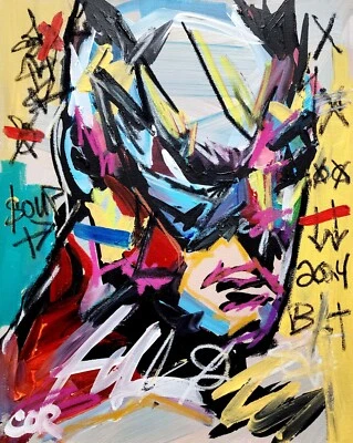 CORBELLIC АБСТРАКТНЫЙ БЭТМЕН ГЕРОЙ 14 X 11 ДОМА ГАЛЕРЕЯ ИМПРЕССИОНИЗМ МУЛЬТФИЛЬМ ПОП-АРТ - Изображение 1 из 4