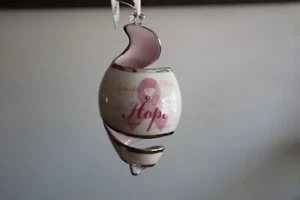 Bradford Exchange Porcelain Breast Cancer HOPE COURAGE Pink Ribbon Ornament - Picture 1 of 11