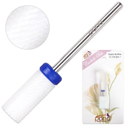 BEAUTICOM Professional High Quality Ceramic White Small Barrel Bit Nail Drill Medium Grit