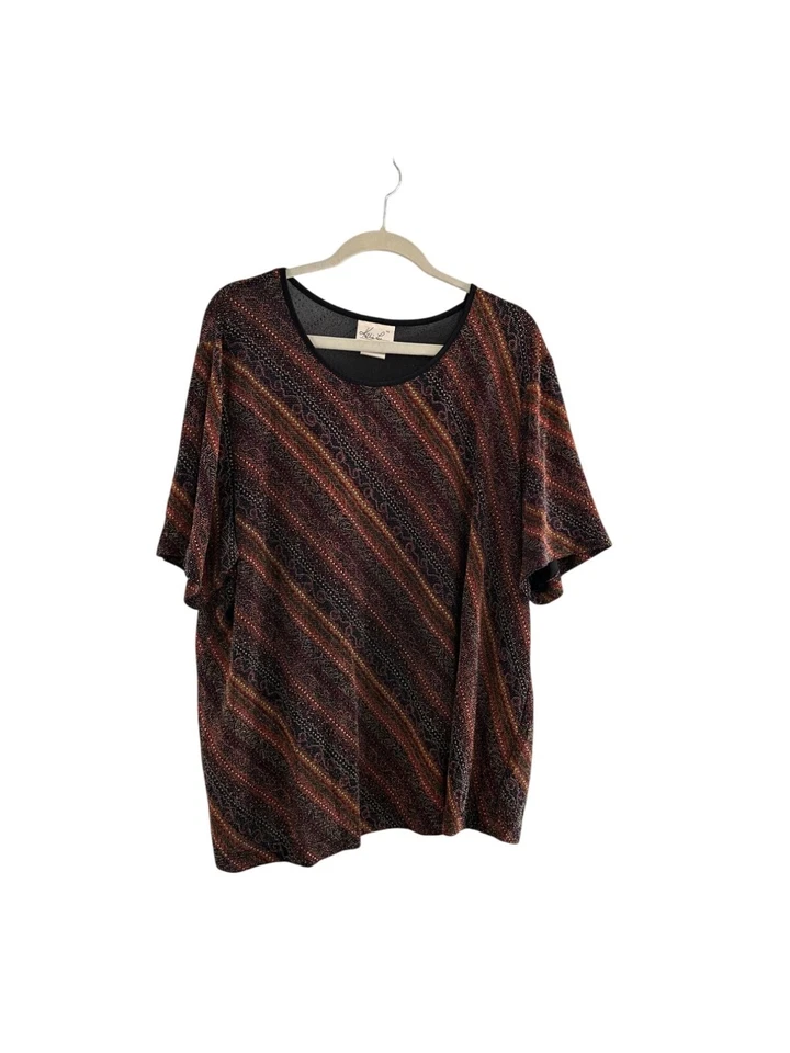 Kathie Lee Woman Multi-Color Top Blouse Striped Pattern Size 3X 22/24 - Image 1 of 4