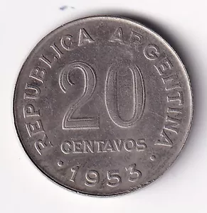 ARGENTINA 1953 20 centavos-KM48a- San Martin-    R1644 - Picture 1 of 2