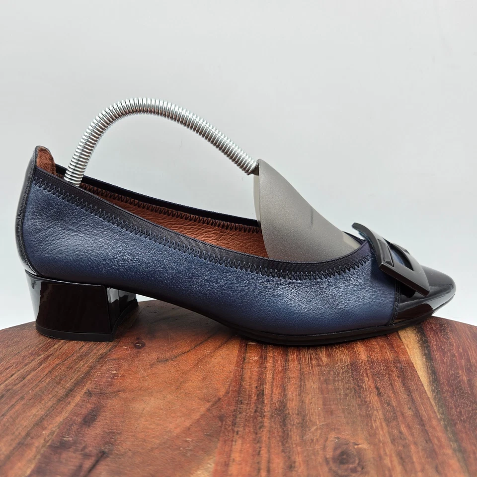 Hispanitas 泵跟鞋女式 39/8 蓝色漆皮帽尖扣 — 第 1/4 张图片