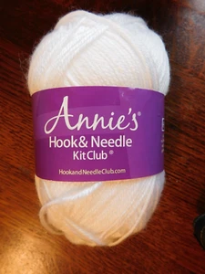 ANNIE'S HOOK & NEEDLE KIT CLUB YARN, WHITE, 3 MEDIUM, 3.1 OZ - Picture 1 of 3