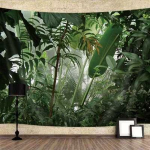 Tropische grüne Pflanzen extra großer Wandteppich Wandhängekunst Natur Hintergrund - Bild 1 von 7