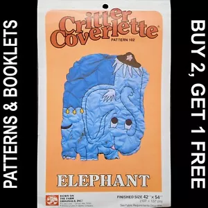 Vintage Down on the Farm Critter Coverlette - ELEPHANT Pattern #102 UNCUT - Picture 1 of 5