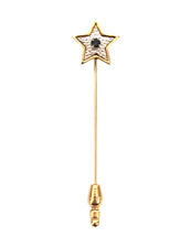 Avon  Starshine  Stickpin Star Faceted Blue Gem 2 1/4"x1/2"Gold /Silver Tone