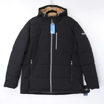 Chaqueta acolchada acolchada Nautica para hombre elástica con capucha resistente al agua negra talla nueva con etiquetas Foto 1 de 4