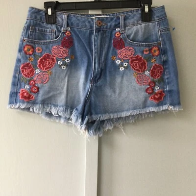 Vestido informal corto Forever 21 para mujer y mujer talla 28 floral bordado deshilachado Foto 1 de 4