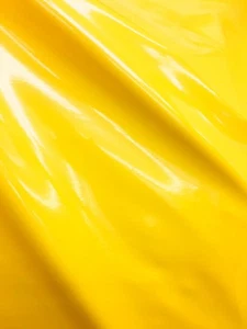SUNFLOWER YELLOW SHINY GLOSSY PVC PLEATHER STRETCH FABRIC (58 in.) Sold BTY - Picture 1 of 5