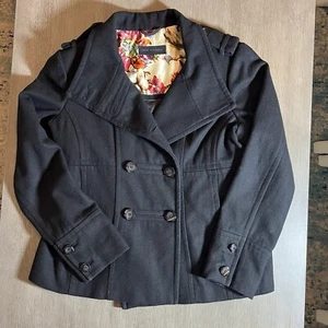 Steve Madden Women’s Wool Blend Double Breasted Pea Coat Jacket Black Size XL - Picture 1 of 11