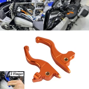 2 Finger 5.4" Orange Hand Brake Clutch Lever For Harley Touring Road Glide FLHTK - Picture 1 of 9