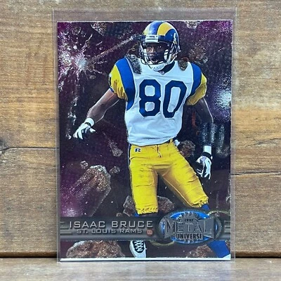 1997 Metal Universe Football Card #110 Isaac Bruce St. Louis Rams - MISCUT - Image 1 of 2
