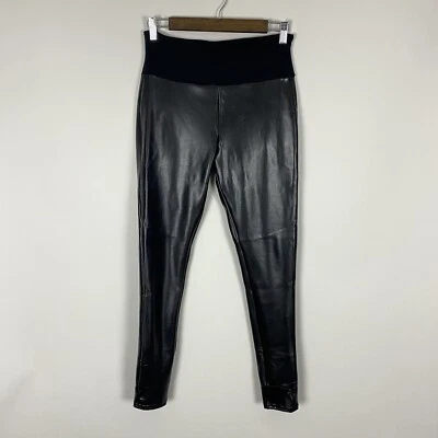 SPANX Assets Leggings Womens Size M Black All Over Faux Leather Shapewear Pullon - Image 1 of 4