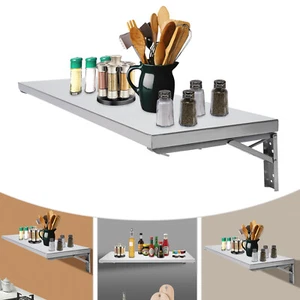 Wall Mounted Folding Table - Collapsible Stainless Steel Workbench Shelf - Picture 1 of 18
