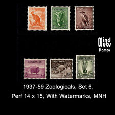 Australian Pre-Decimal Stamps 1941-46 Zoological (6) CofA Wmk Perf 15x14 MNH 