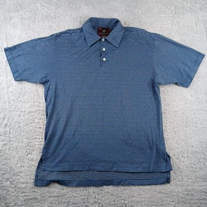 Byron Nelson Polo Shirt Mens Medium Blue Eleven Straight Striped Golf Outdoors - Picture 1 of 7