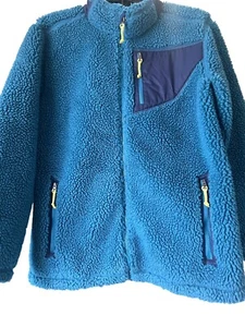 LL BEAN Boys Youth 14/16 Jacket SZ L Full Zip Sherpa Warm Blue Winter Fall Coat - Picture 1 of 13