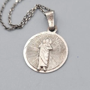 Vintage Sterlingsilber Jesus religiös Anhänger 18" signiert - Bild 1 von 7
