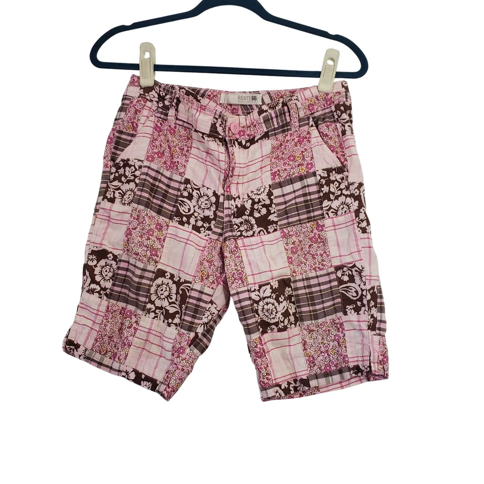 Vintage Y2K Route 66 Girls Patchwork Shorts Size 14.5 Boho Cottagecore Summer - Image 1 of 4