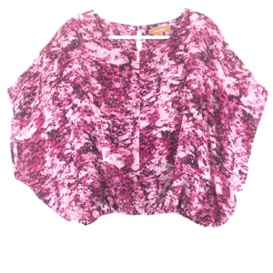 Blusa pulóver de manga corta de polietileno rosa negro rosa S ligera para mujer Ellen Tracy - Imagen 1 de 7
