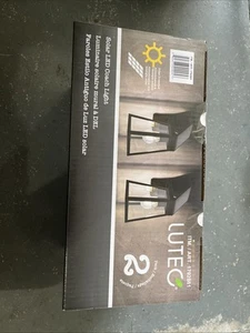 NEW LuTec Matte Black Outdoor Solar LED Coach Light 2- PACK FREE SHIPPPING LOOK! - Picture 1 of 1